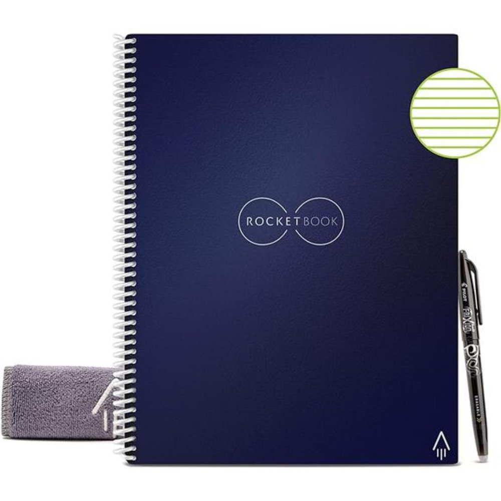 Smart Resuable Notebook, Core Letter Size Spiral Notebook, Midnight Blue, Lined